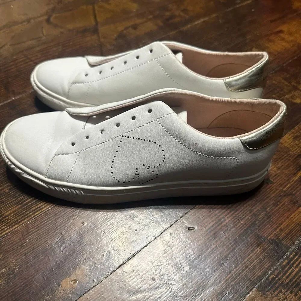 Kate Spade perforated spade gold detail luxe lace up size 8 sneakers
